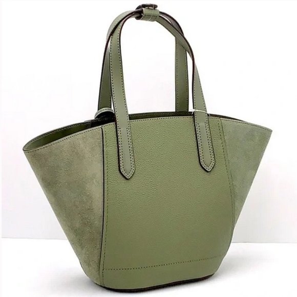 Michael Kors Portia Small Bucket Tote in Army Green color - Picture 3 of 13
